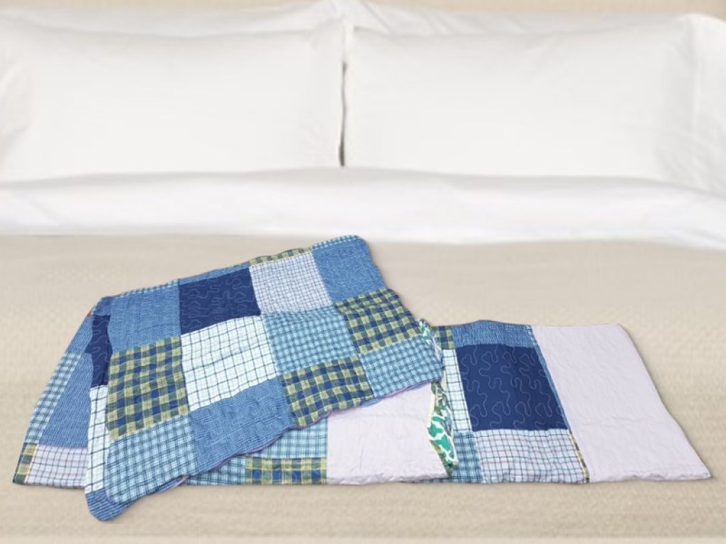 Κουβερλί Σετ Υπέρδιπλο Μπλε Καρό Γαρύφαλλο | Garifallo.gr